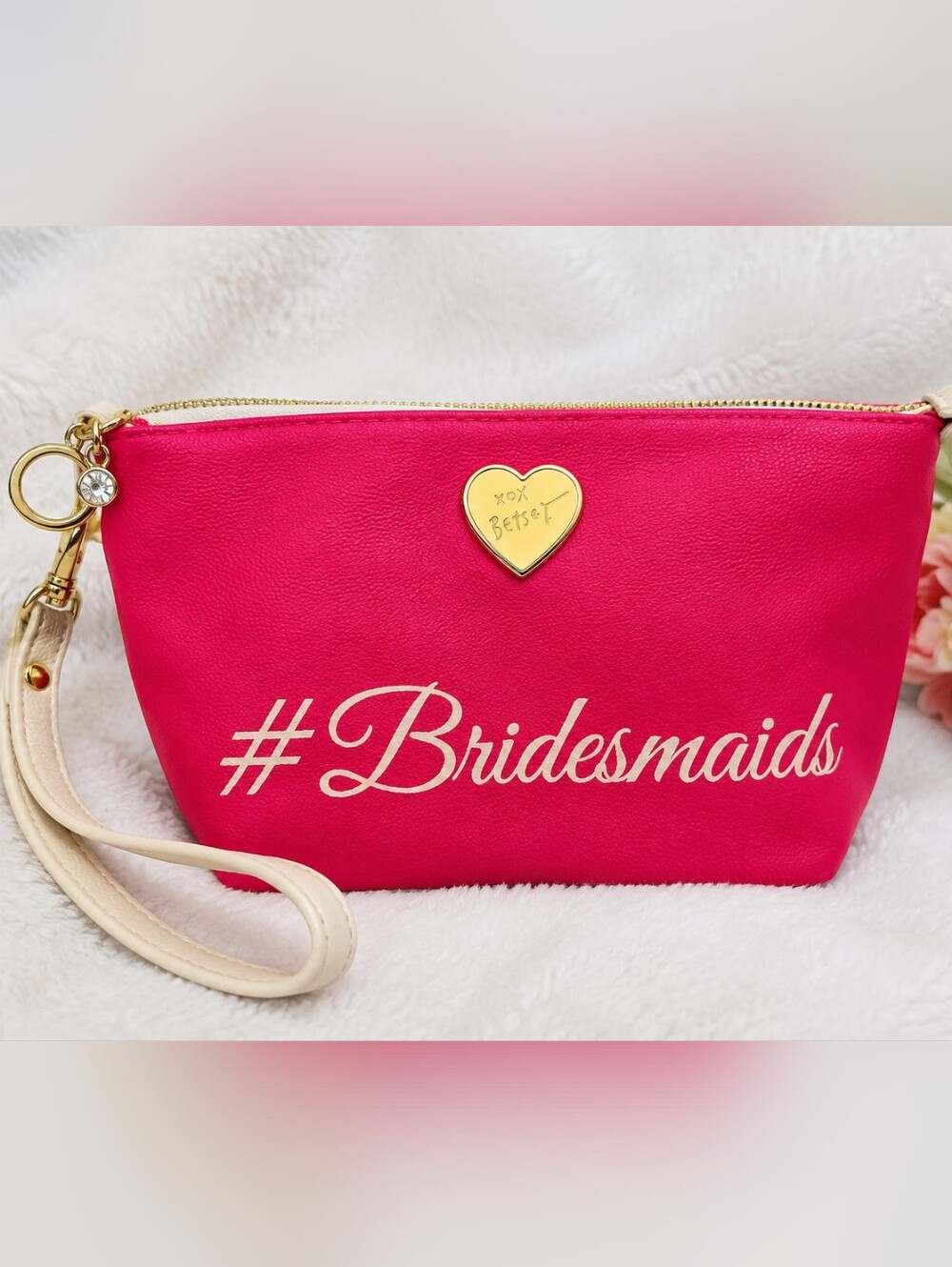 Betsey Johnson #Bridesmaids Pink Wristlet Clutch Cosmetic Bag